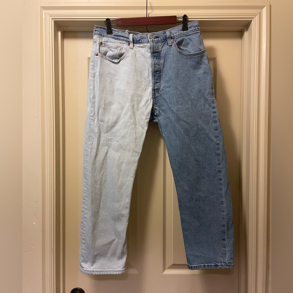 Two Tone Levi’s 501 Cropped Straight Leg Jeans